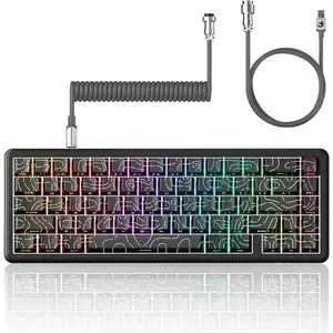 X65 HE 60% Wired  Keyboard with Adjustable Actuation,8000 Hz Polling Rate,Hall Effect Switches,Hot-Swap,Topographic PBT Keycaps,RGB Backlit for FPS ,with 8K Coiled
