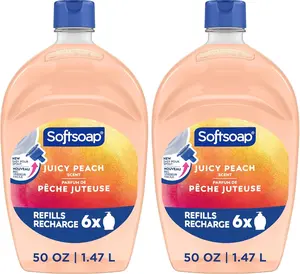Softsoap Juicy Peach Liquid Hand Soap, Kitchen and Bathroom Hand Soap, Rich Fruity Scent, 50 fl oz Refill Bottle