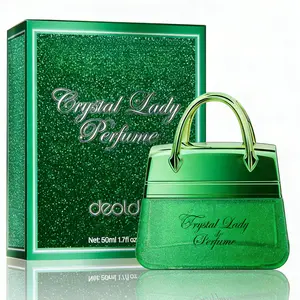 Deold Crystal Lady Handbag Perfume for Women | 50ml Eau de Parfum, Long Lasting Floral Woody Fragrance | Luxury Green Glitter Bottle, Fresh Lychee Citrus Rose Scent | Perfect Gift for Her, Date Night & Daily Wear