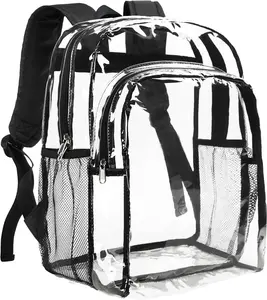 Clear Backpack Heavy Duty - Clear Backpacks for School Transparent Bookbag for Girls Boys Large See Through Bag for Work, College, Concert - Black