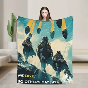 Super Soft Warm Throw Blanket for Couch Sofa Bed Chair  Cozy Flannel Travel Wrap  Trendy Helldiversed Pattern  Soft and lightweight, a must-have for every family