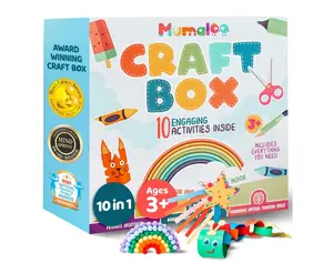Mumaloo Craft Box for Kids Ages 3-8 – 10 Mess-Free Arts & Crafts Activities, DIY Toys with All Materials Included – Boosts Creativity & Fine Motor Skills