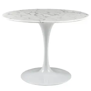 Lippa 40" Round Artifical Marble Dining Room Table Set - Modern Dining Table Set