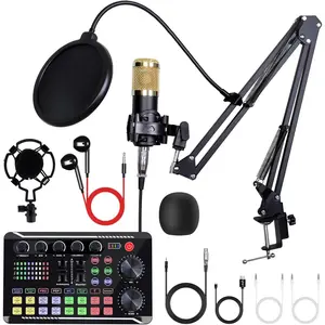 Podcast Equipment Bundle, Music Recording Setup with BM-800 Microphone & F998 Sound Card,  for Podcasting, Singing, Gaming, and Live Streaming YouTube