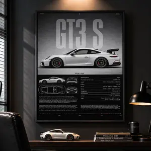 Wooden-Framed Canvas Painting, High-Performance GT3 RS Specification Poster, Modern Canvas Wall Art for Living Room, Bedroom & Office Decoration, Modern Home Decor, Fashion Artistic Ornaments