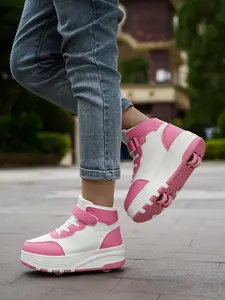 Fashionable Detachable Wheel Shoes, Four-Wheel Inline Skates, PU Leather Upper, Durable Anti-Slip Tpr Sole, Comfortable Multi-Function