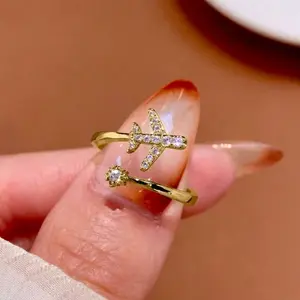 Sterling 925 Silver Simple Airplane RingFor Women Girl Daily Life Party Retro Party Jewelry Gift
