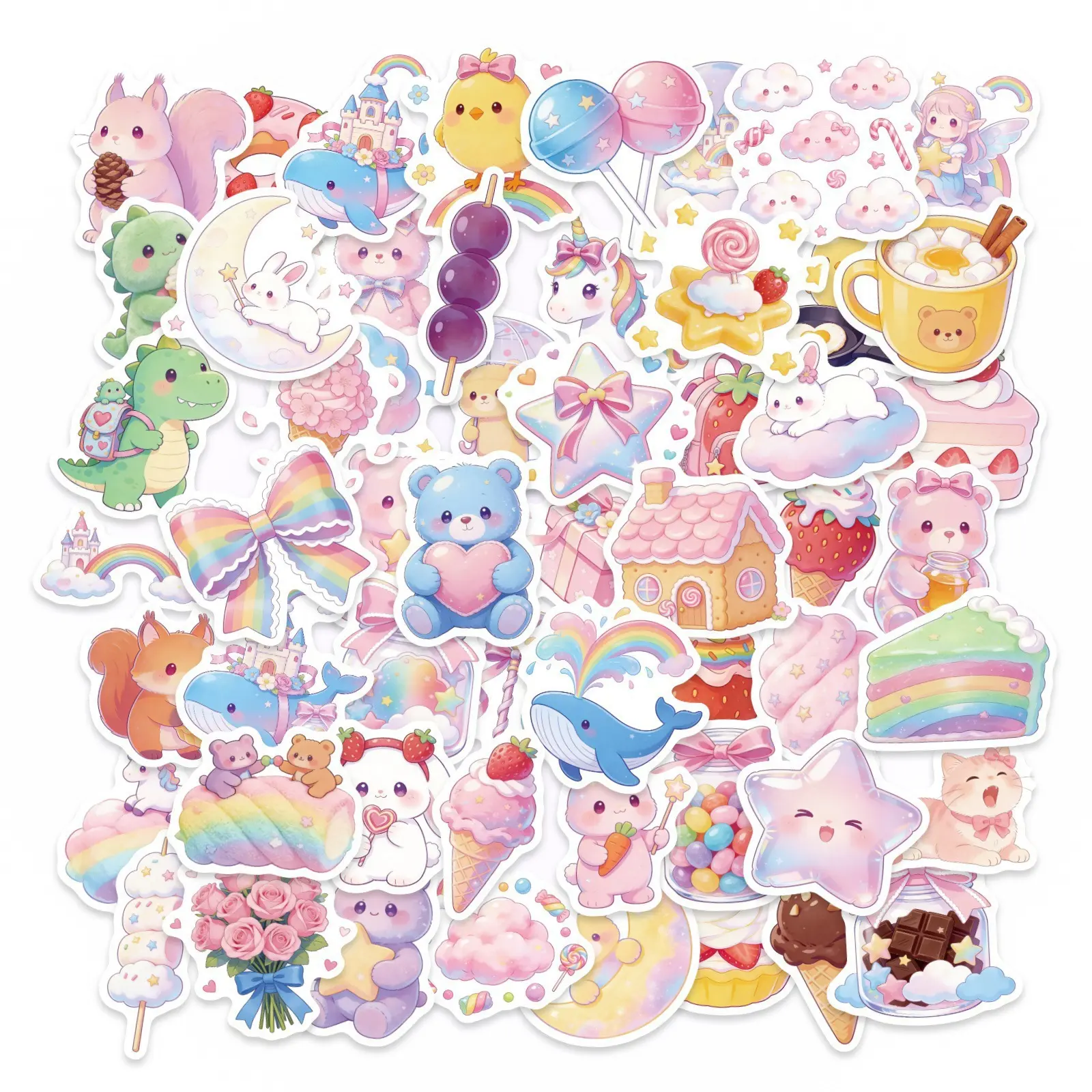 56 Candy Creative Cute Dessert Stickers, Sticker Packs, Decoration, Perfect for Scrapbooks, Journals, Laptops, Water Bottles, Cars, Positive Message Gifts, Funny Stickers