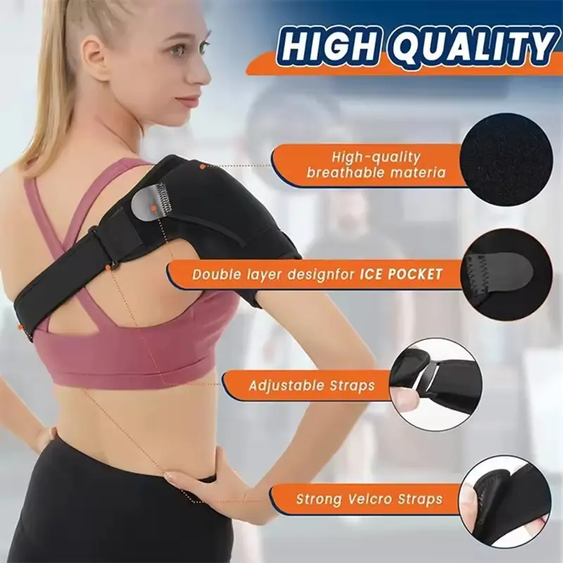 Adjustable Shoulder Support Brace with Compression Pad for Rotator Cuff Relief AC Joint Pain Recovery Left Right Shoulder Injury Stabilizer