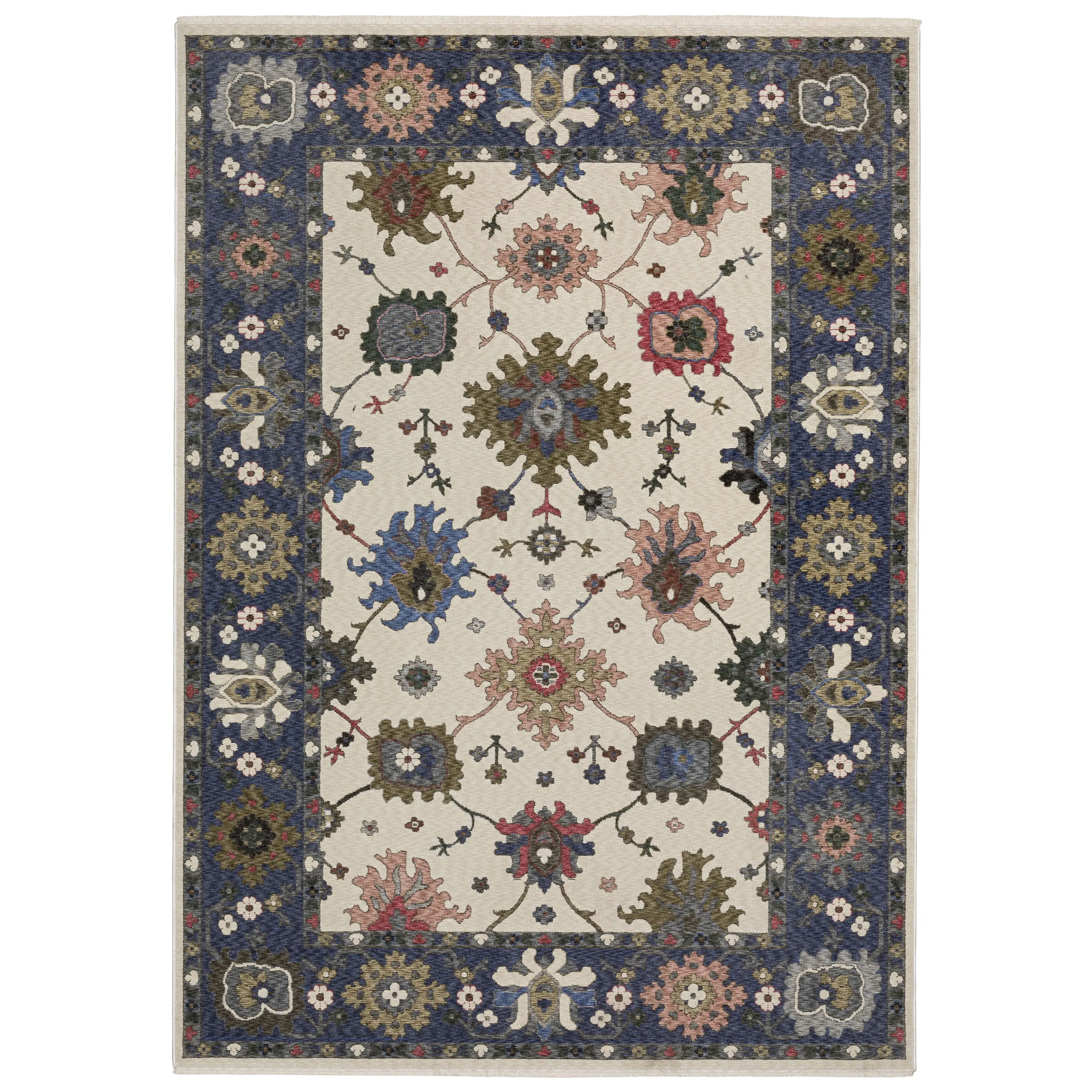 Oriental Weavers Hastings HA01E Blue Ivory Traditional Machine Woven Rug