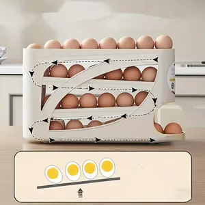 3 Layer Egg Storage Box, 1 Box Large Capacity Egg Holder, Automatic Rolling Egg Holder, Egg Length, Kitchen Storage Organizer for Refrigerator