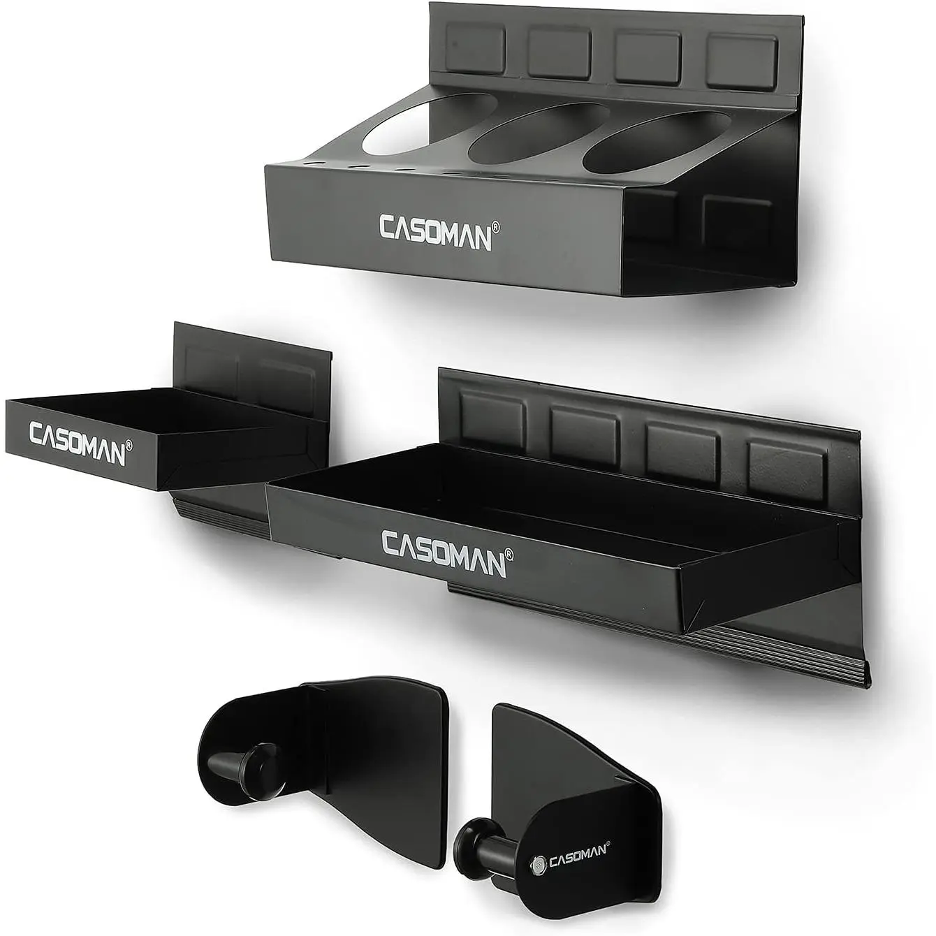 4-Piece Magnetic Tool Organizer Set - Black Magnetic Toolbox Shelf, Tray, Paper Towel Holder, Durable, Attaches to Any Metal Surface for Garage Tool Storage, 4-Piece Set