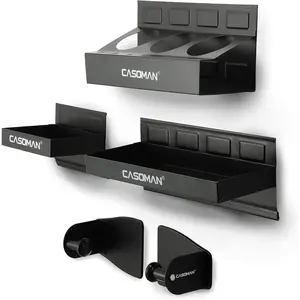 Magnetic Toolbox Shelf, Tray, Paper Towel Holder, 4-Piece Set, Black, Variety of Use, Durable, Magnets Any Metal Surface