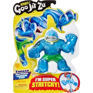 Heroes of Goo Jit Zu - Single Stretchy Shark Action Figure, Thrash Stretchiest Squishiest