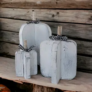 Wooden Pumpkin Decor | Rustic Modern | Home Decor | Real White Birch Stem | Handmade Home Decor | Primitive Decor