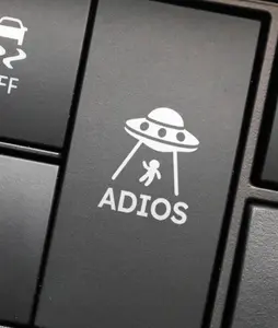 2Pcs Funny Ufo Car Button Decal, Car Decal, Adios Vinyl Stickers