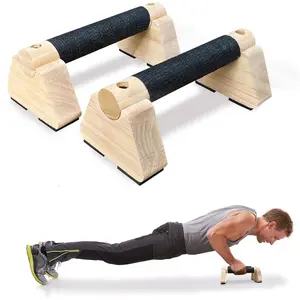 Wooden parallettes bars for home fitness, wooden calisthenics equipment, home handstand training bar with non-slip grip design, ideal for strength training and gymnastics practice, Push Up Handles