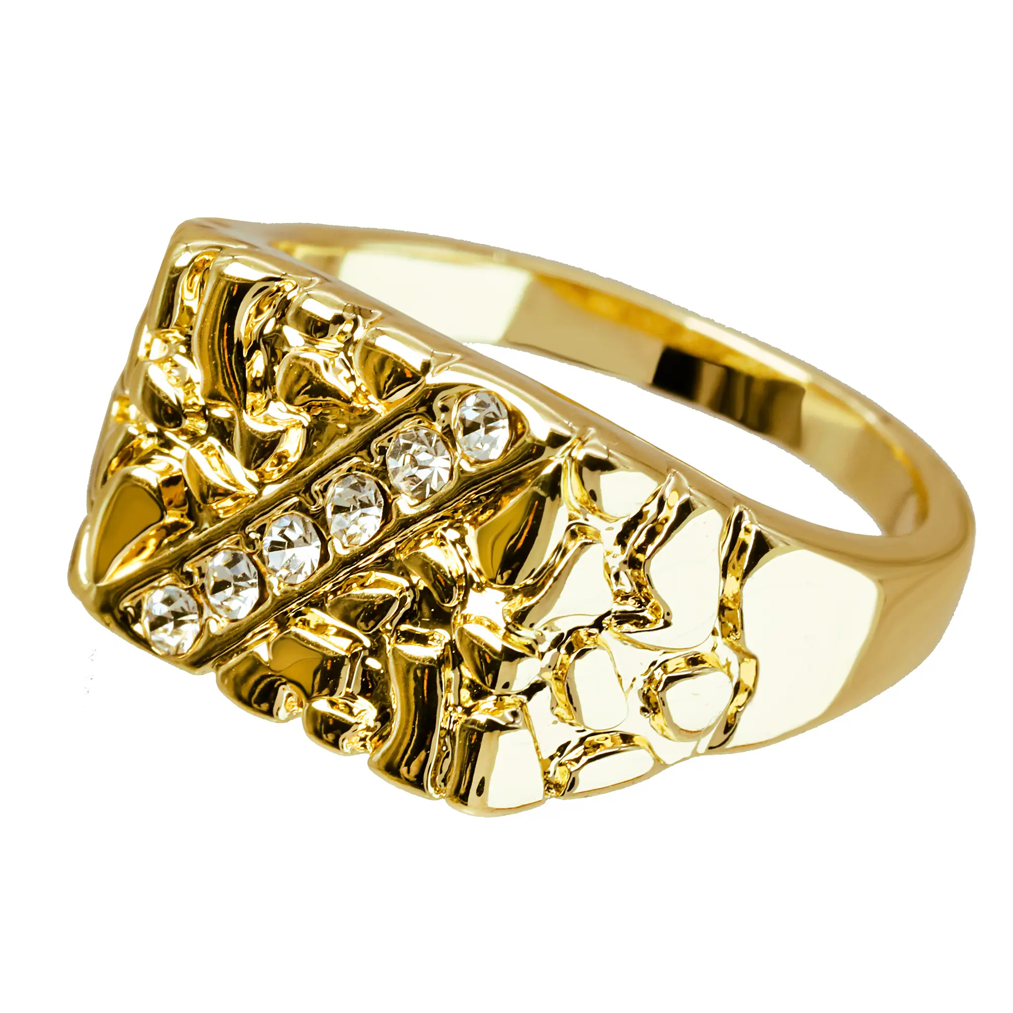 Nugget Ring Iced 14k Gold - Size 7 to 12 | Elegant Pinky Finger Ring Gold Plated Men's & Women's Fashion