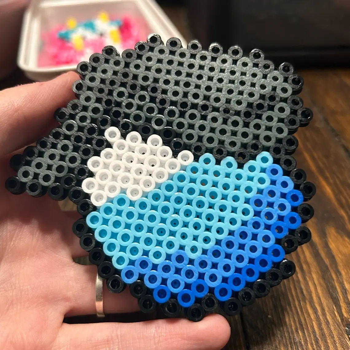 Fortnite regular shield potion keychain made from perler beads