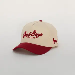 Good Boys Hat Crimson Cotton Snapback Adjustable Structured Front Vintage Style for Dog Lovers