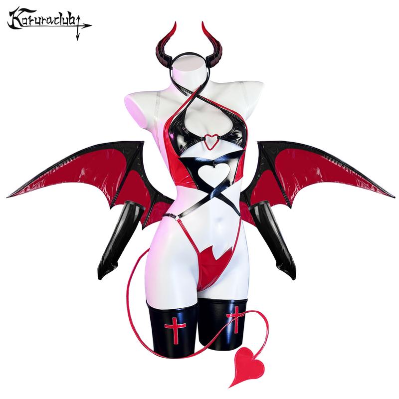 2026 Hottest Picks 6-Piece Seductive Succubus Cosplay Lingerie Valentine's Day Koruraclub Devil of Lust Costume KO69