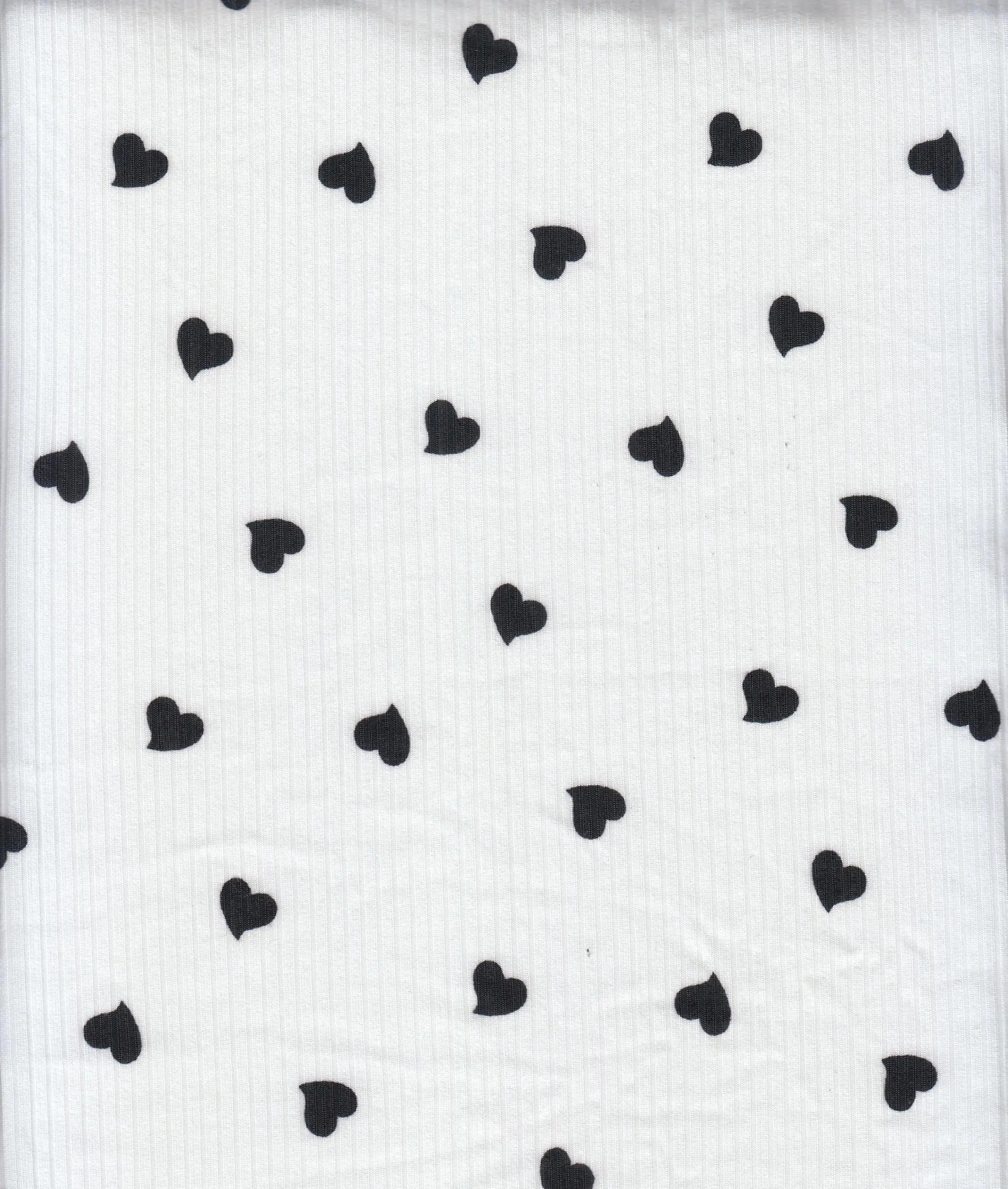 Ribbed Heart Print Knit Fabric: Polyester Spandex Blend, 58/60" Wide, By The Yard