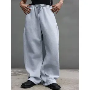 Drawstring Waist Straight Wide Leg Baggy Pants Workout Athletic Sweatpants with Pocket