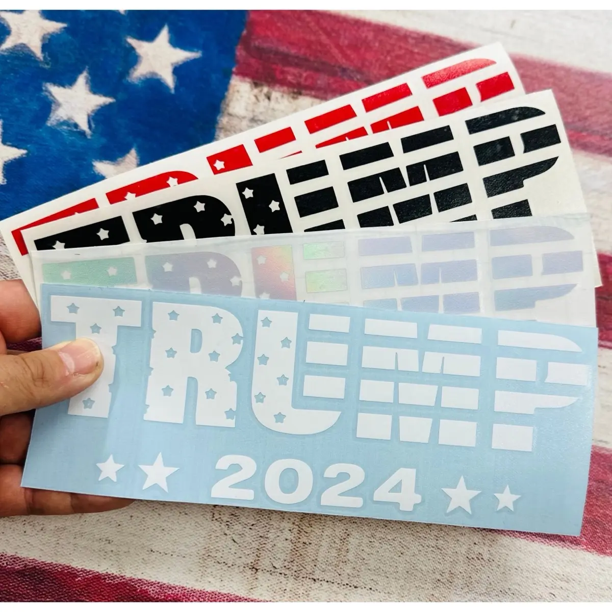 3 Pack Trump 2024 Flag Decal Car Truck SUV Die Cut Vinyl Decal - 3 Pack