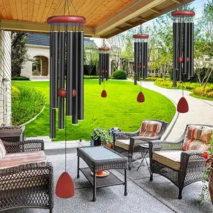 Aluminum Wind Chime, Deep Tone B Pentatonic Scale, Classic Black Outdoor Wind Chime for Garden Patio Yard, Sympathy Memorial Gift for Mom Neighbor Friends