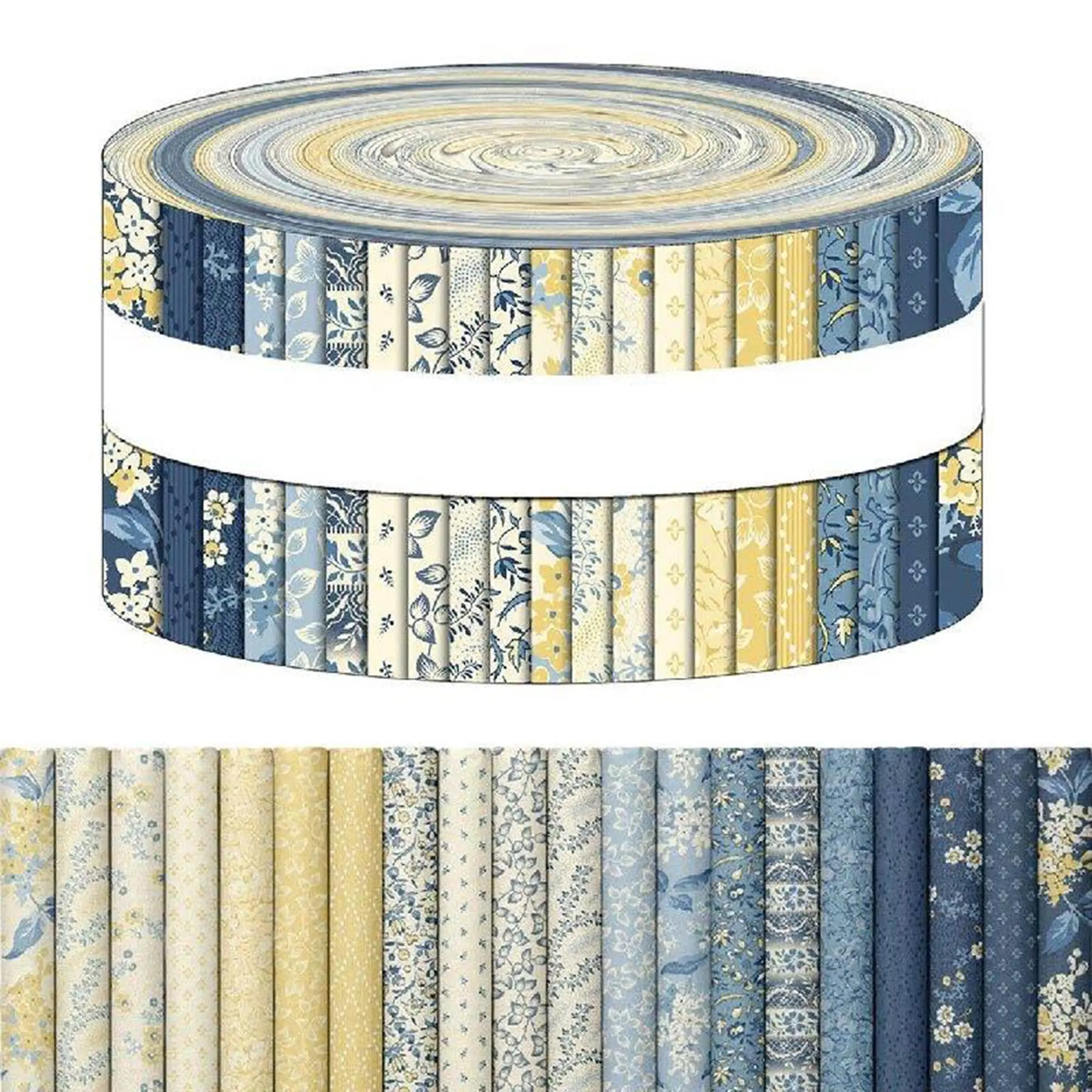 40PCS Vintage Floral Precut Fabric Strips - 2.55" x 19.7" Pre-Colored Printed, Soft Texture for Crochet Weave, Quilting, DIY Craft Projects, Sewing Supplies