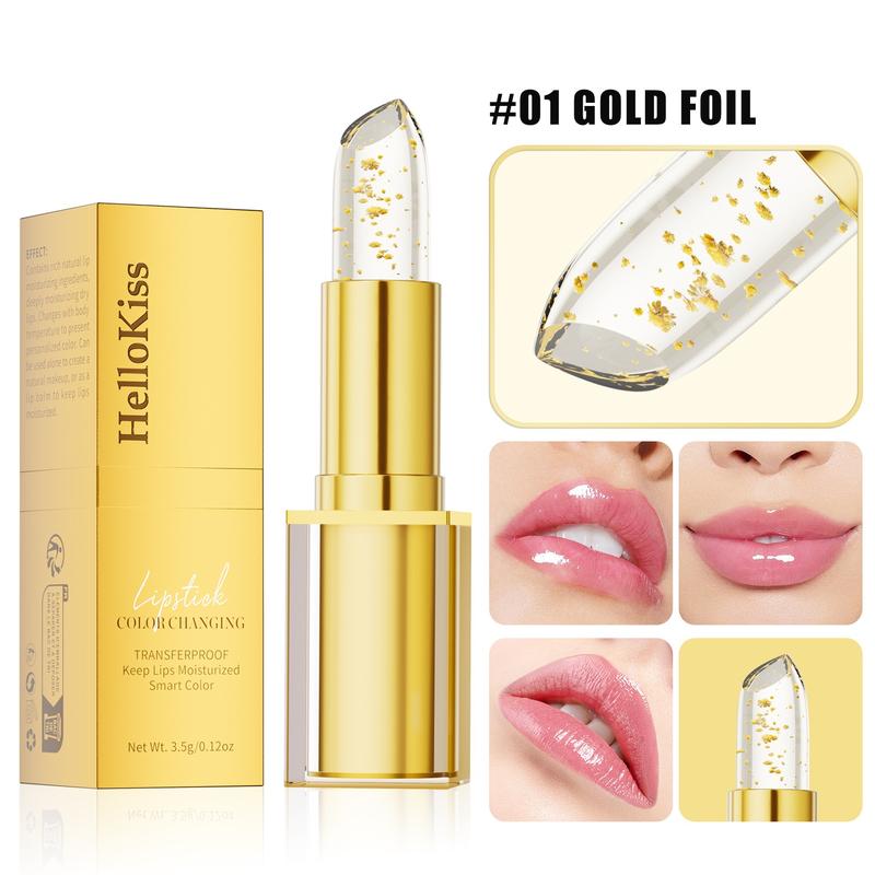 3PC Moisturizing Color-Changing Lipstick Balm – pH Temperature Reactive Tint, Gold Crystal Glow Finish, Smooth Hydration for Soft Shiny Everyday Lips.