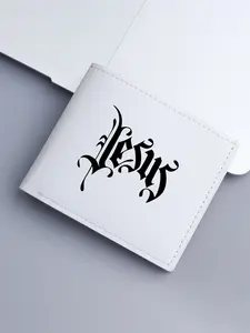 Gothic Jesus Print Unisex Wallet, PU Leather Bifold Card Holder with Coin Pocket, Christian Faith Purse for Men Women, Religious Accessory for Church & Daily Use