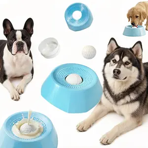 Slow Feeder Bowl with Non-Slip Base [Built-in Entertainment Ball] Bone Broth Lick Mat, 3/4 Cup Yogurt Puppy Licking Toy, Dietary Supplement for Small, Medium & Large Dogs / Post-Surgery Nutrition