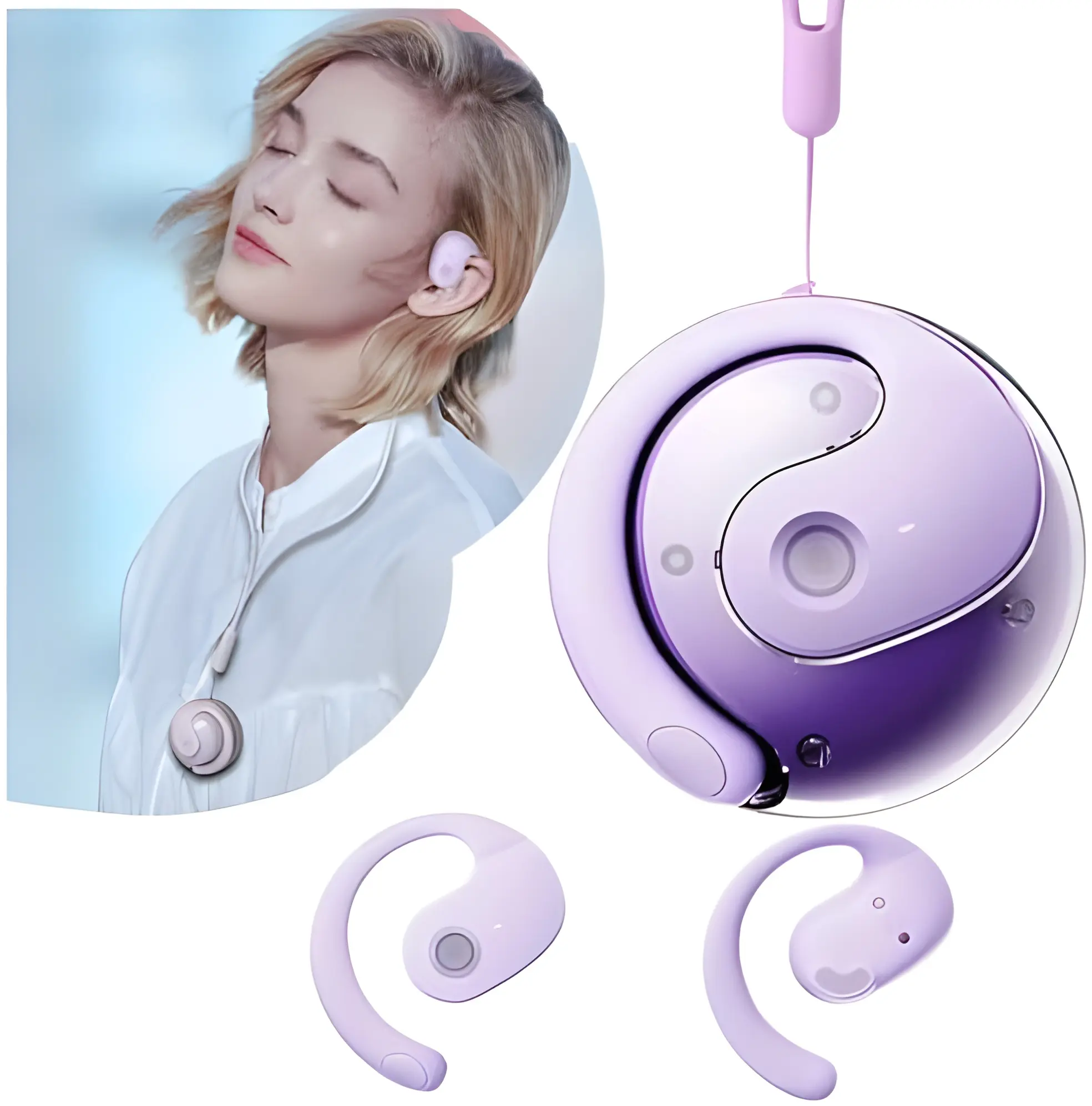 【Flash Sale】Over-Ear Cordless Wireless Open-Ear Bluetooth 5.4 Headphones, Wearable Tech HiFi Sound Audio Device, 20H Continuous Use, Chargeable Portable Case, Waterproof, Manufacturer Warranty, for Travel & Sports