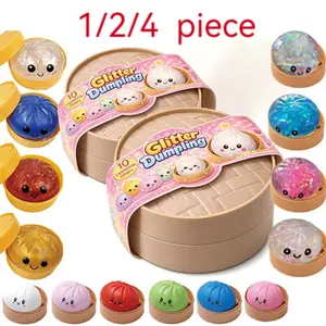 Random Flashy Dumpling Box Soft Toy, Colorful Smile Steamer Baozi Stress Relief Ball, Fun Party Solo Play, 1/2/4 Pieces
