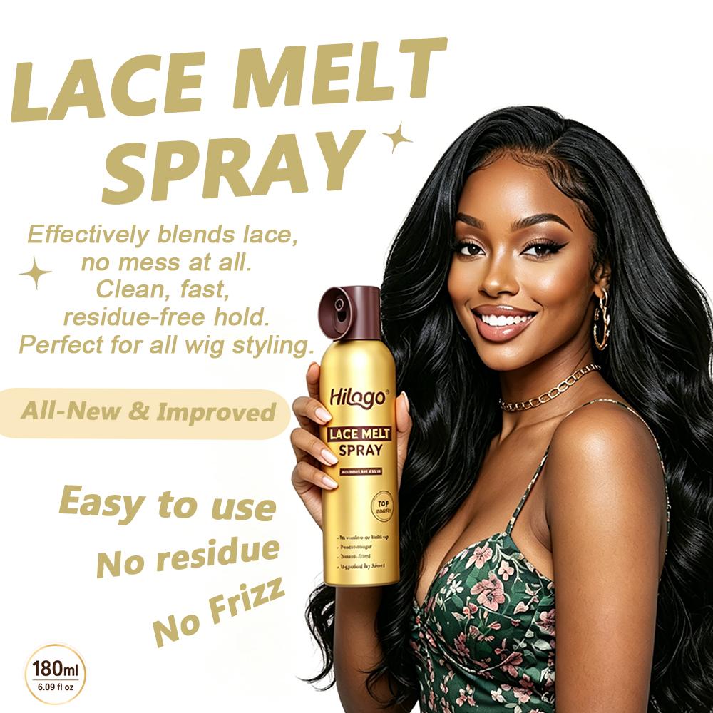 HILOGO Lace Melt Spray - Non-Toxic Aerosol Can Lace Wig Adhesive, Mild & Extra Strong Hold for Invisible Natural Hairline, Sweatproof for Smooth Finish, 180ml/6.09fl oz Single Item Haircare (3-Year Shelf Life), Daily, Yes