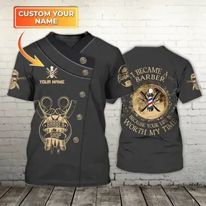 Personalized Name Barber 3D Printed Summer Men'S T-Shirt Gift For Barber Unisex Casual Short-Sleeve Tops