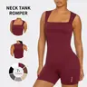 SHAFITS Women’s Square Neck Tank Romper – Ribbed One-Piece Workout Jumpsuit, Stretchy Seamless Activewear, Tummy Control Fitness Outfit for Gym & Everyday Wear., Gym Gifts,sohochic
