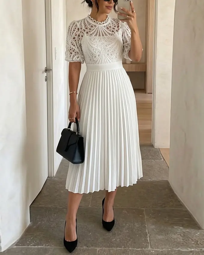 kay unger fishnet lace sheath dress Danielle Tea Length Dress – Kay Unger main image 0