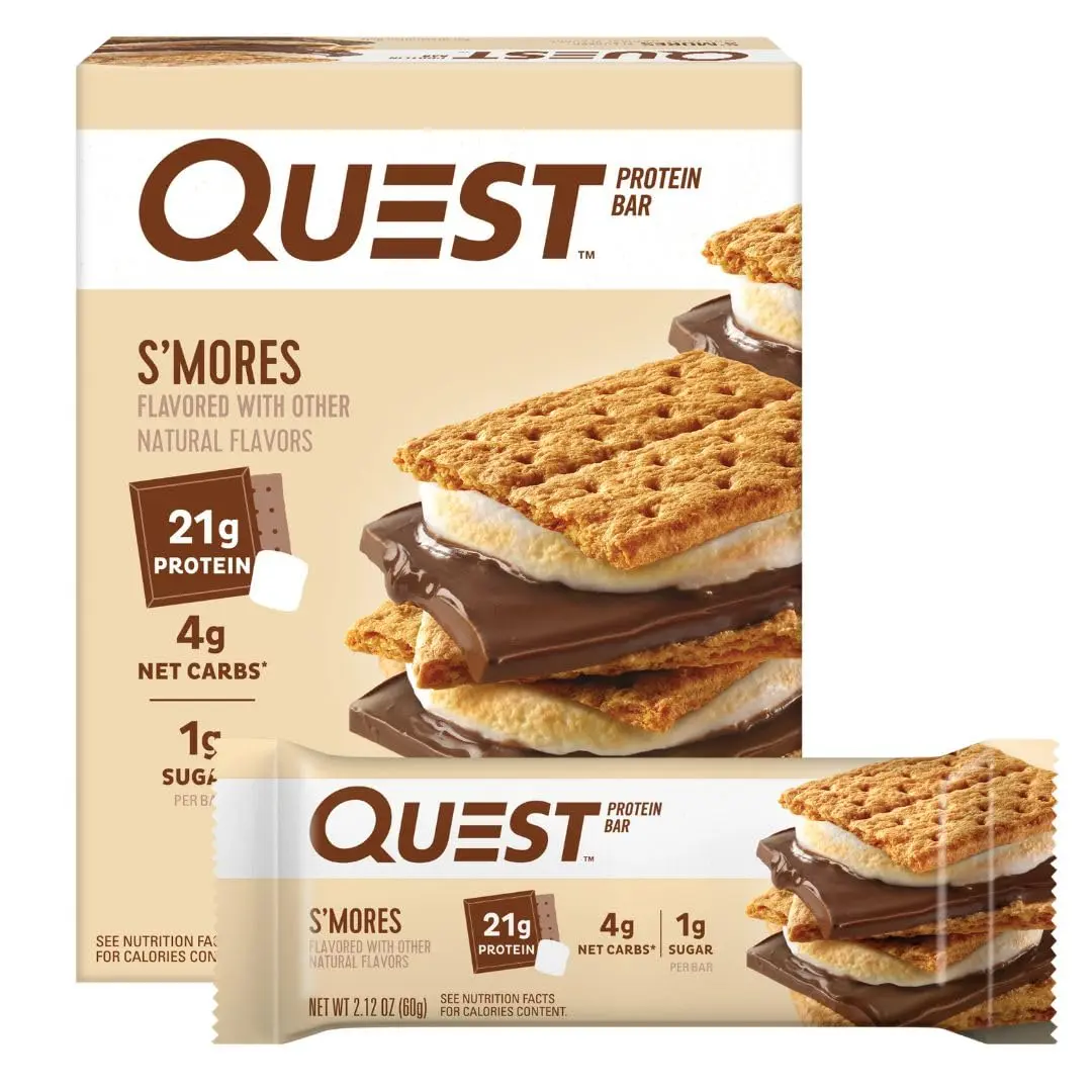 S'mores Protein Bar, 31g Protein, 4g Net Carbs, 1g Sugar, Gluten Free, Keto Friendly, 4 Count