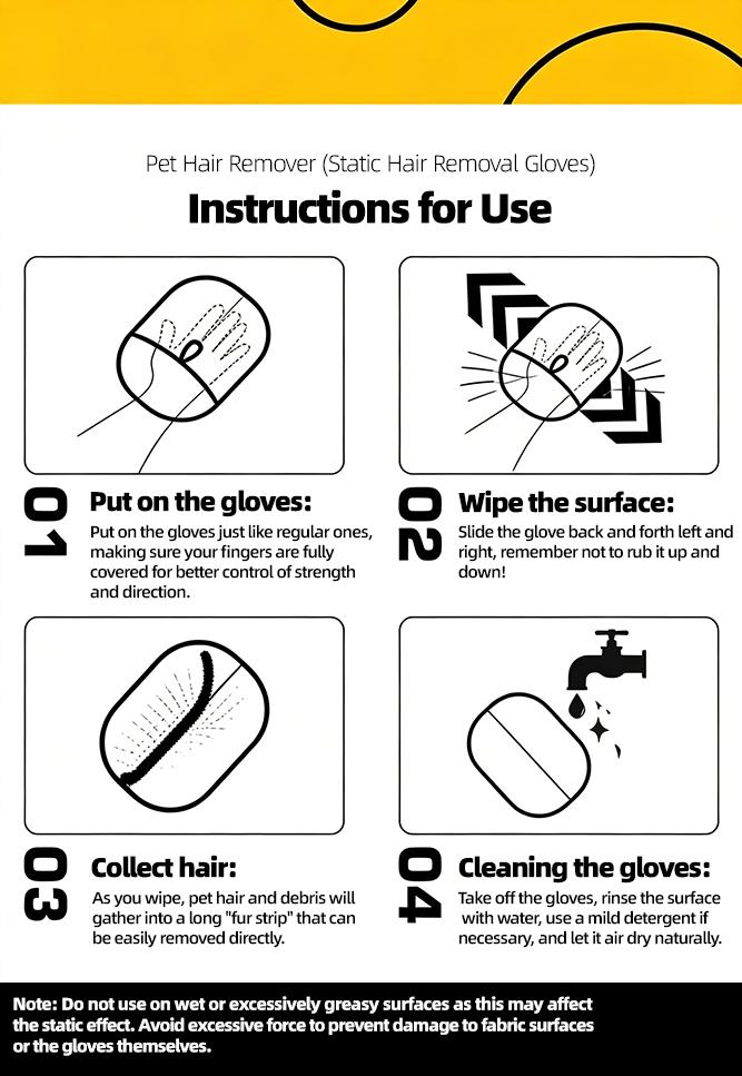 Pet Hair Remover, Electrostatic Pet Hair Removal Gloves,  Cat&Dog Hair Remover for Couch, Furniture, Carpet, Car Seat. shedding brush reusable