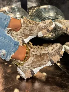 Trendy Sparkle Thick Sole Dad Shoes 2026 New Patchwork Comfortable Casual Women's Shoes, Stylish and Comfortable Fashion Sneakers