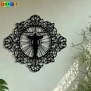 1pc Jesus on Cross Stained Glass Metal Wall Art, Religious Cross Statue Mural, Intricate Craftsmanship, Artistic Metalwork, Perfect for Easter, Christmas Decor, Perfect for Church Living Room Prayer Room Decor, Ideal Gift for Christian Faith Enthusiasts.
