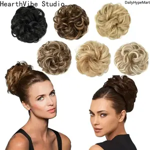 2026 Iridescent Messy Bun Hair Piece, Wavy Curly Scrunchie Synthetic Hair Bun
