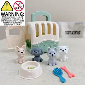8-Piece Cute Dog Toy Set, Includes Plush Toys, Dog House, Scene Accessories, Perfect for Gifts, Early Education, Home Play
