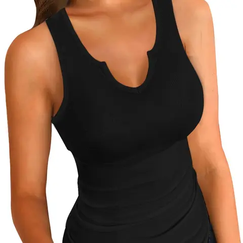 VAFFUL Women's Soft Basic Skinny Tank Tops - 95% Poly+5% Spandex Knit Fabric, Sleeveless V-Neck Ribbed Minimalist, White with See-Through Hint, Coat-Ready Layer, All Seasons Underwear for Women Top