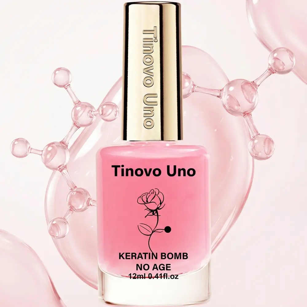 Tinovo Uno Keratin Bomb Pink Nail Care Polish, Daily Glossy Nail Conditioning Coating 12ml, Optional 1-3 Pieces