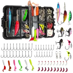 71 Piece Fishing Equipment and Tool Set, Includes Fishing Toolkit, Various Fish Hooks, Lures, Connectors, Complete Fishing Tools Kit
