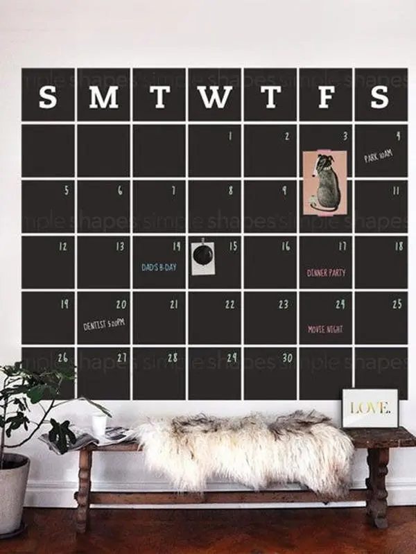 85.5x74" Extra Large Chalkboard Calendar Wall Decal with White Letters - Office School Supplies, Teacher Decor, Organizers for Staying Organized, Classroom Decor