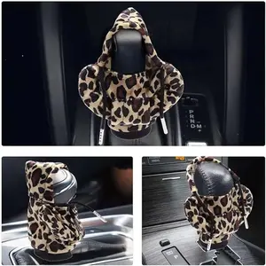 Universal Car Gear Shift Knob Cover, Leopard Print Interior Decoration, Stylish Car Accessories, Durable Fabric Material, Easy Installation
